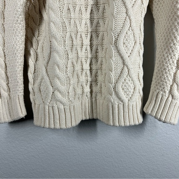 Hanna Andersson Cable Knit Fisherman Sweater Boy's 120 US 6-7 Cream Cotton Wool - Picture 5 of 6